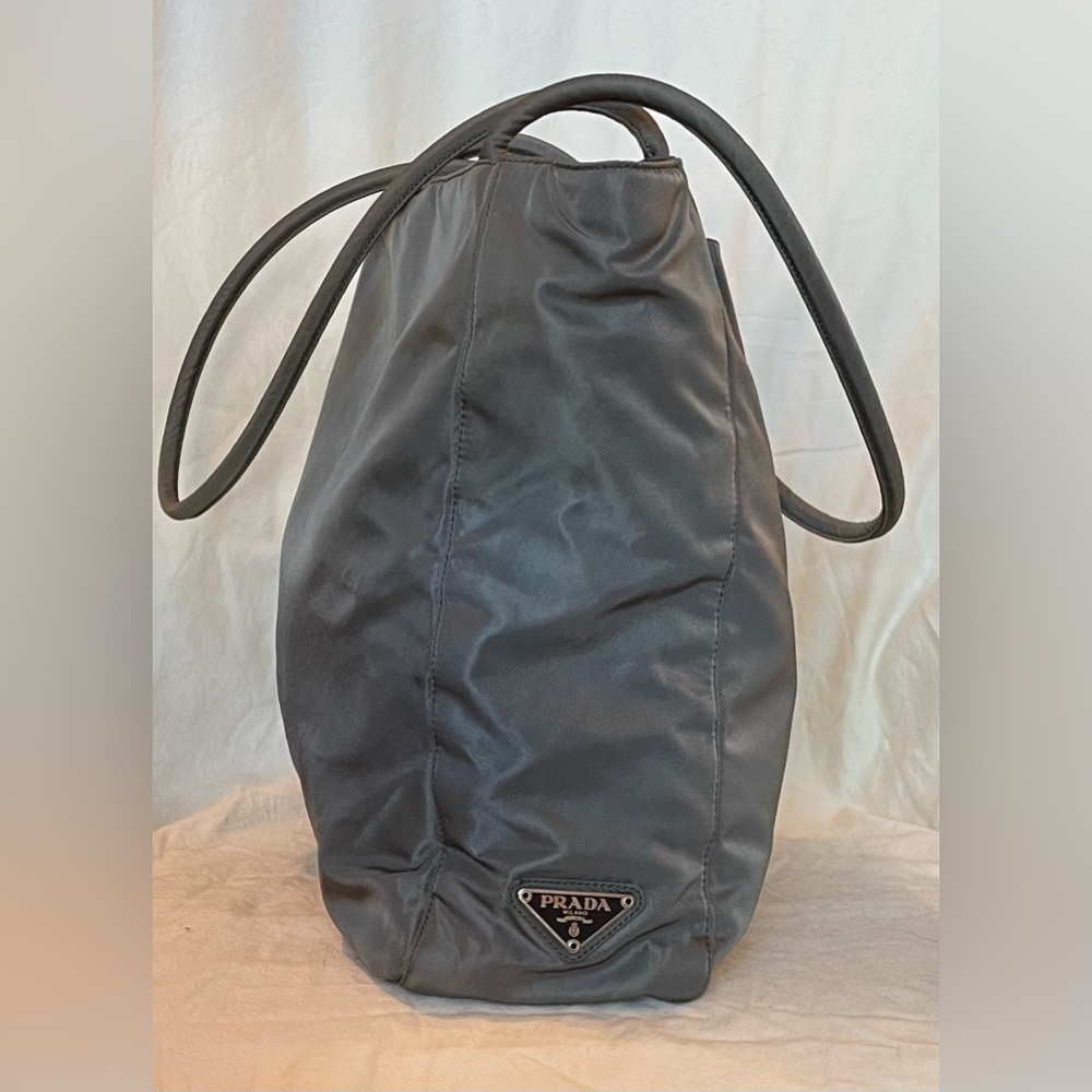 Prada Authentic Vintage Slate Grey Nylon Shoulder Bag